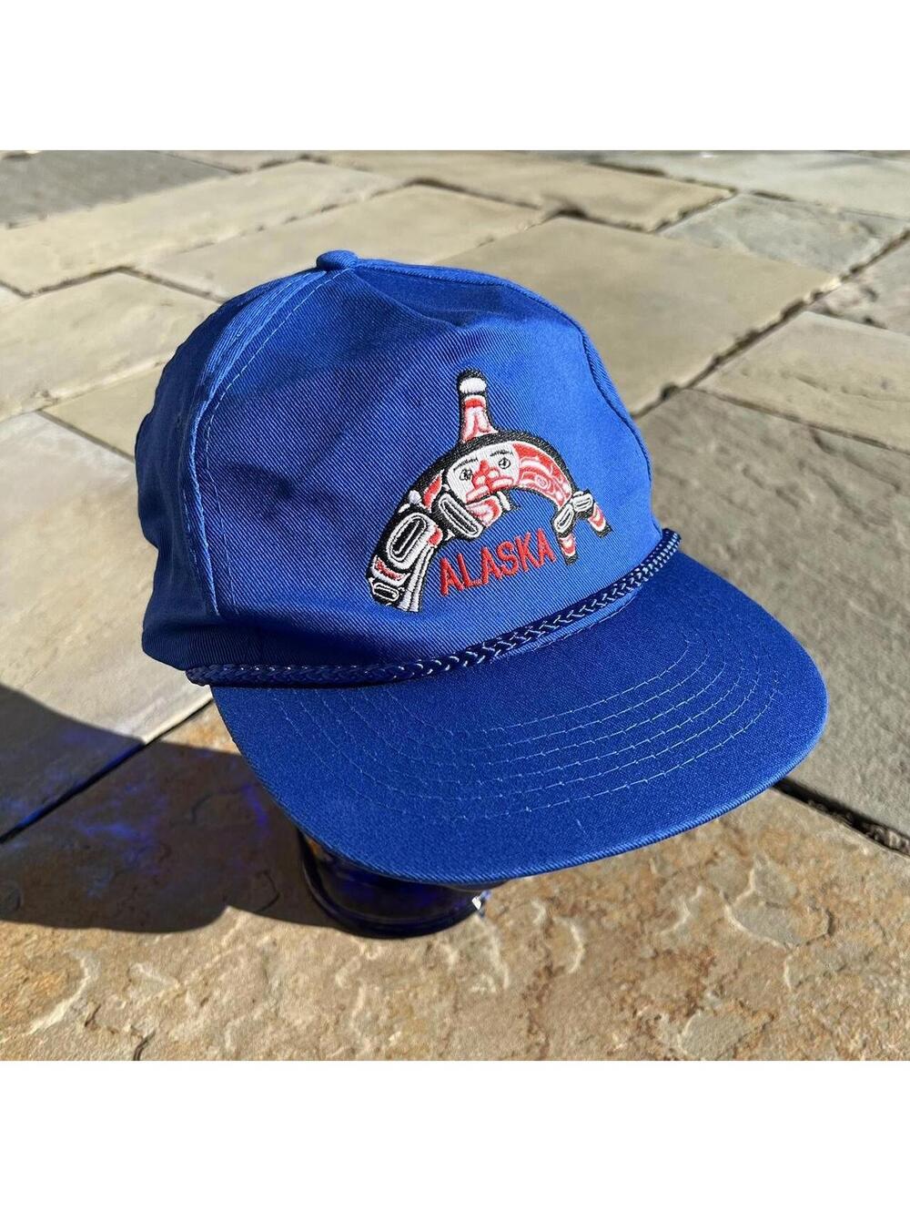 Neo-Vintage 90s Blue Alaska Whale Rope Snap Back Dad Hat